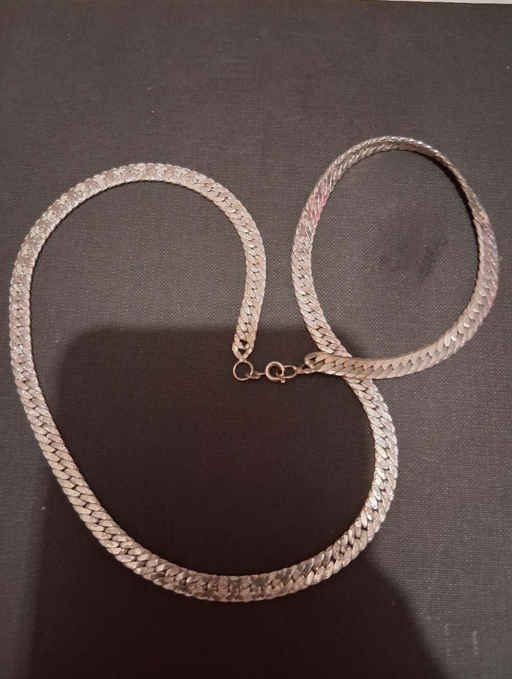 Sterling Silver Herringbone Chain Necklace Antique Rare